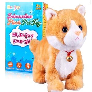 Yellow Robot Cat Plush Stuffed Animal Interactive Toy